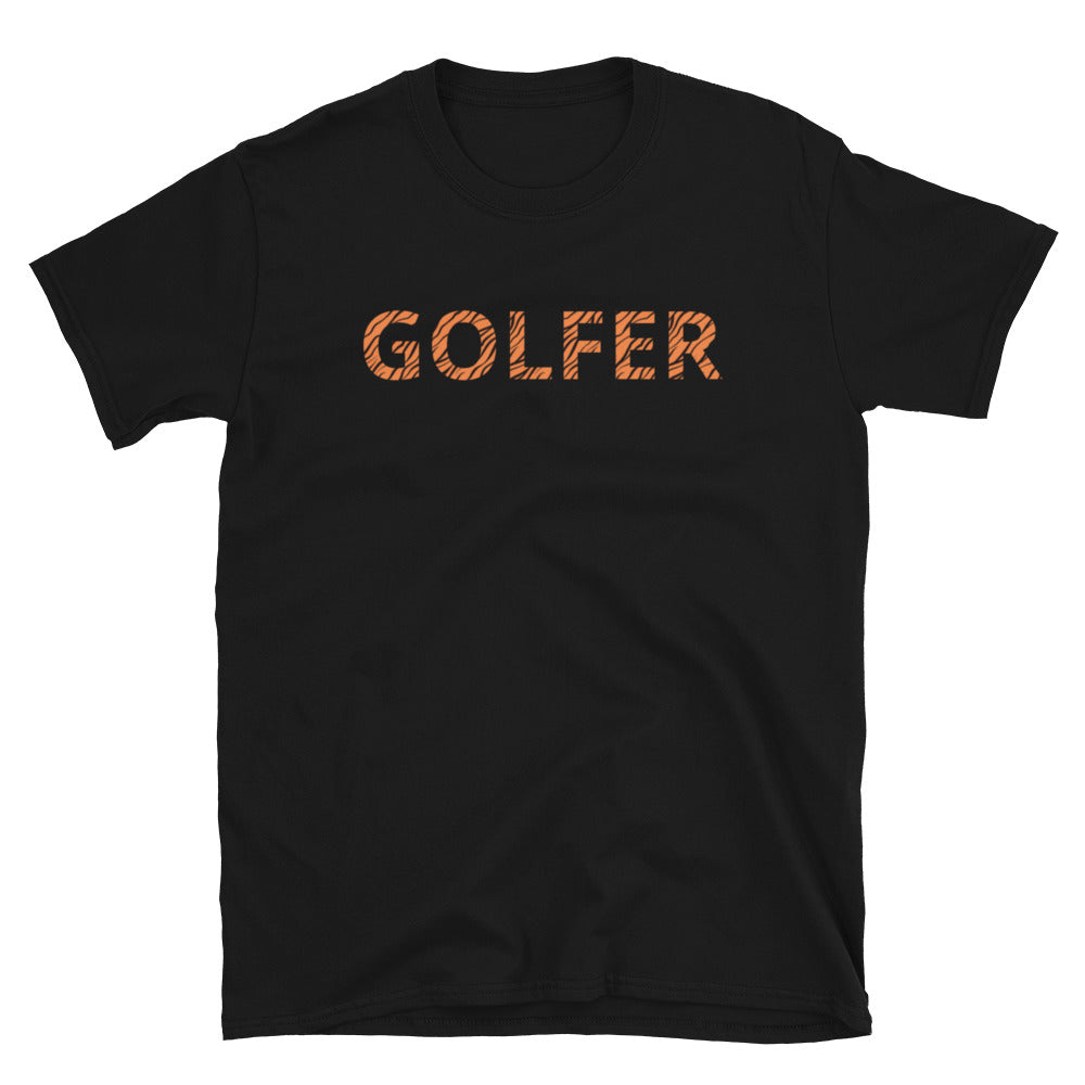 Tiger Strip GOLFER Short-Sleeve Unisex T-Shirt front in Black