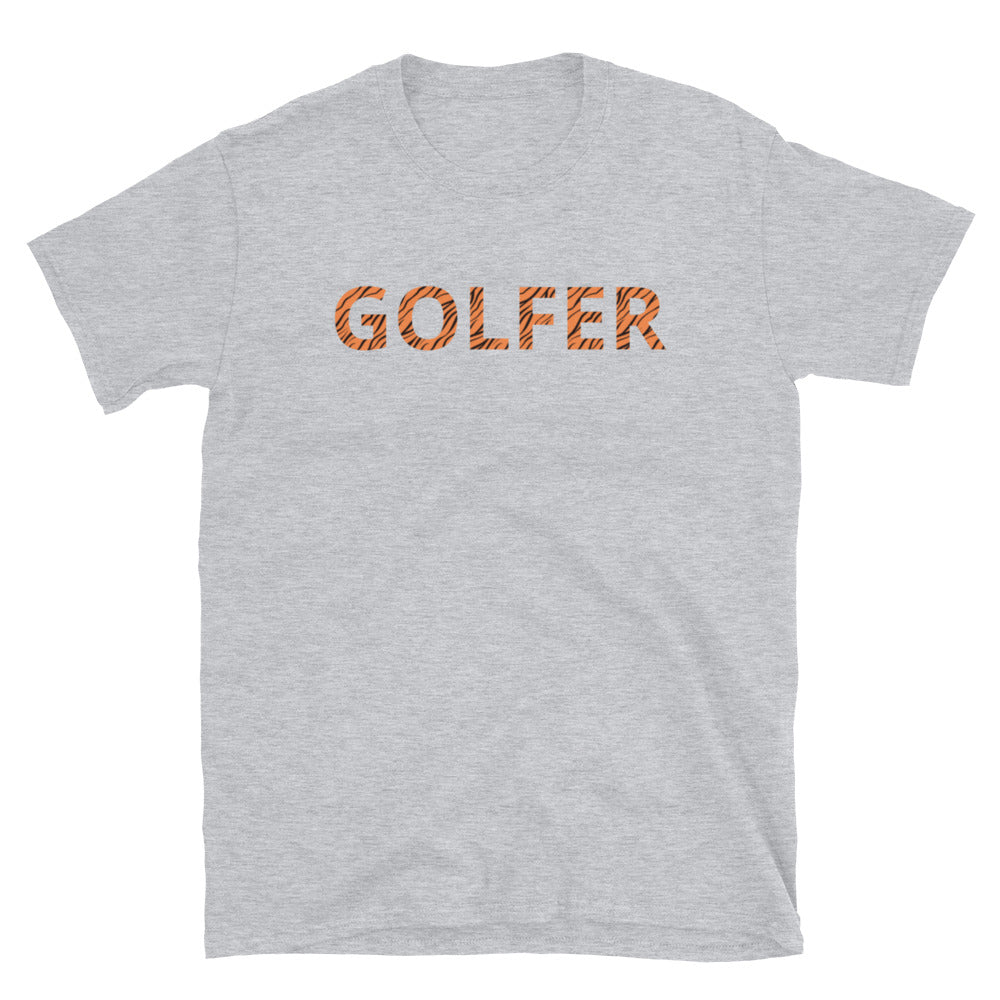 Tiger Strip GOLFER Short-Sleeve Unisex T-Shirt front in Light Grey